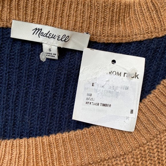Madewell BNWT crew neck colorblock sweater pocket - Picture 6 of 10